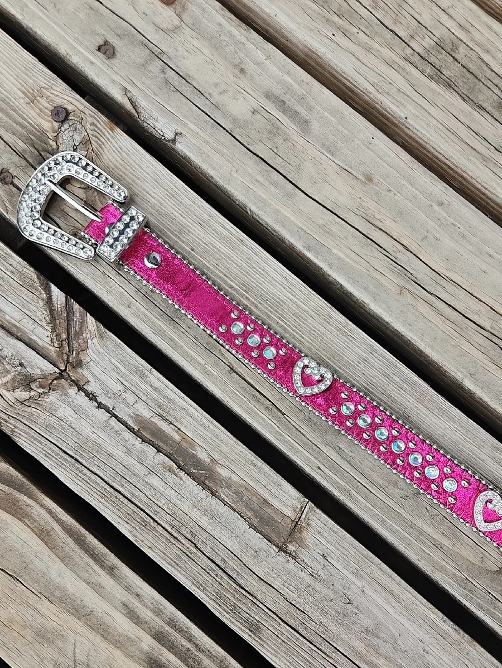 Shyanne Western Girls Pink Rhinestone Blingy Belt Heart Buckle Cowgirl Leather